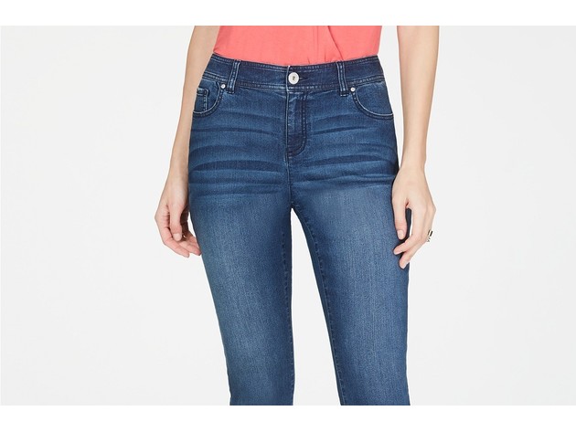 INC International Concepts Women's INC Double-Ruffle Hem Curvy Ankle Jeans  Blue Size 2