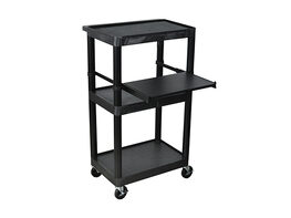Offex 45"H Multipurpose 3-Shelf Endura Presentation Cart, Black