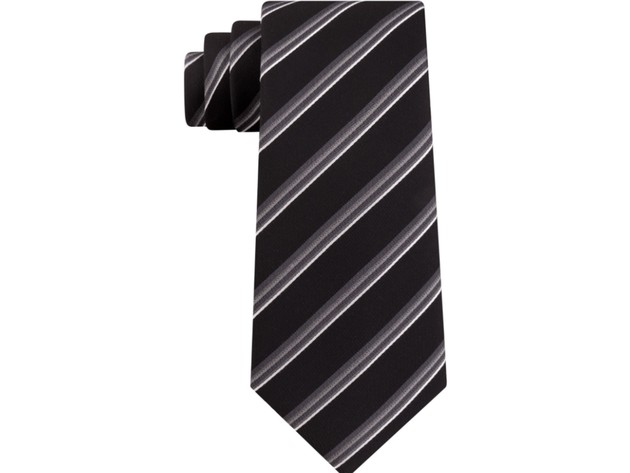 Kenneth Cole Reaction Men's Veloutine Stripe Tie Black Size Regular