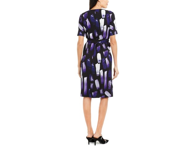 Alfani Women's Printed Tie-Waist Dress Purple Size Extra Large