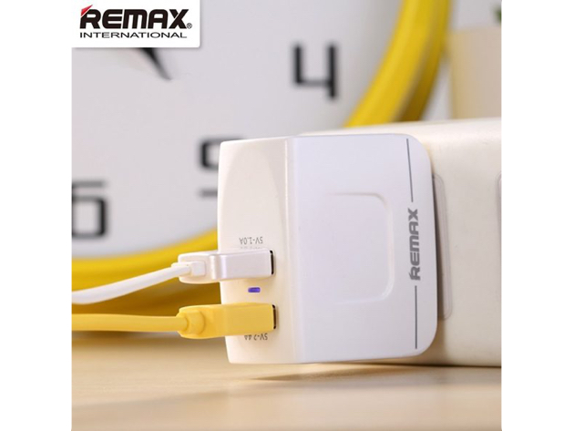 Remax 3.4A Dual USB Port Universal Travel Charger, White / Black