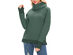 Green Solid Long Sleeve Cowl Neck Pullover with Back Pleat