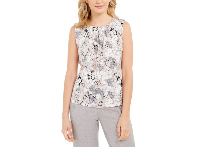 Calvin Klein Women's Floral Print Sleeveless Top Paspink Size Medium
