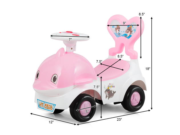 3-in-1Baby Walker Sliding Car Pushing Cart Toddler Ride On Toy w/ Sound GrayBlue - Pink
