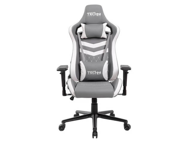 RTA Products RTAS83GRYWHT Techni Sport Ergonomic High Back Gaming Chair - Gray/White