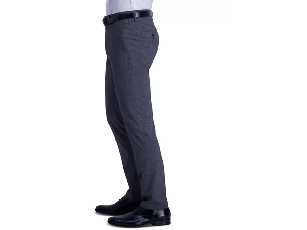 Kenneth Cole Reaction Men's Slim-Fit Stretch Heathered Glen Plaid Dress Pants Charcoal Size 36X29