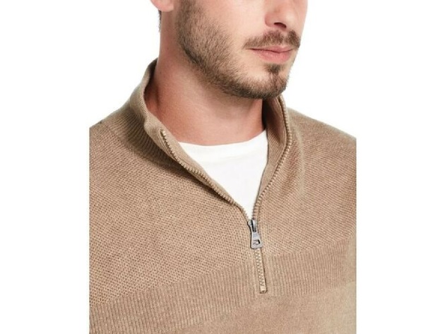 Weatherproof Men's Soft Touch Quarter-Zip Sweater Camel Size 2 Extra Large