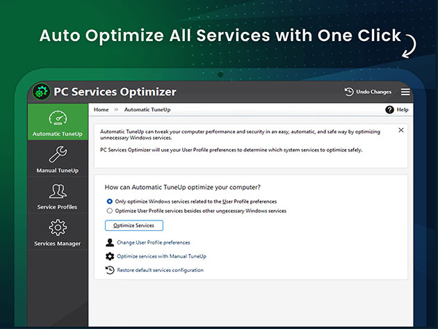 Windows service optimizer