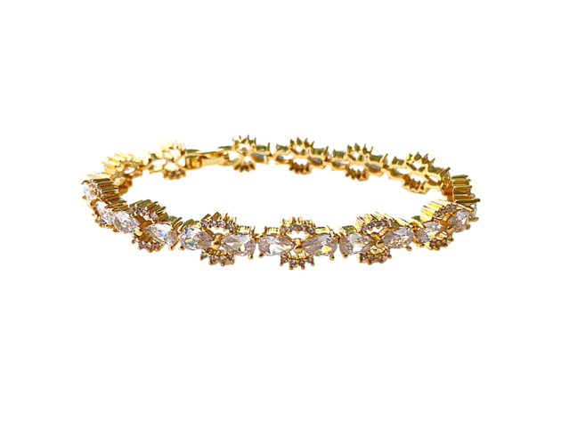 Gold Bow Tie Cubic Zirconia Tennis Bracelets for Women with Pear Cut White Diamond Cubic Zirconia