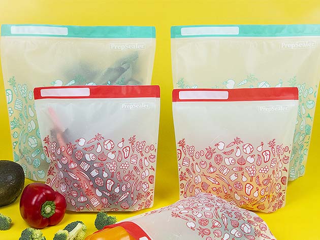 PrepSealer 10-Piece Food Saving Reusable Bags