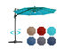 10ft Solar LED Cantilever Offset Patio Umbrella 360dgrees Rotation Aluminum - Turquoise