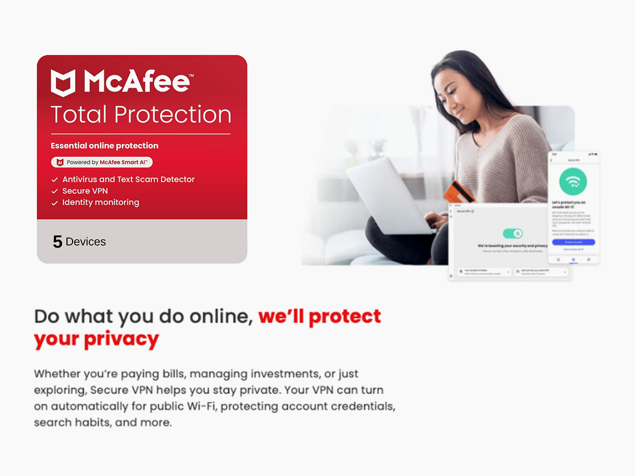 McAfee Total Protection 5-Device: 1-Year Subscription