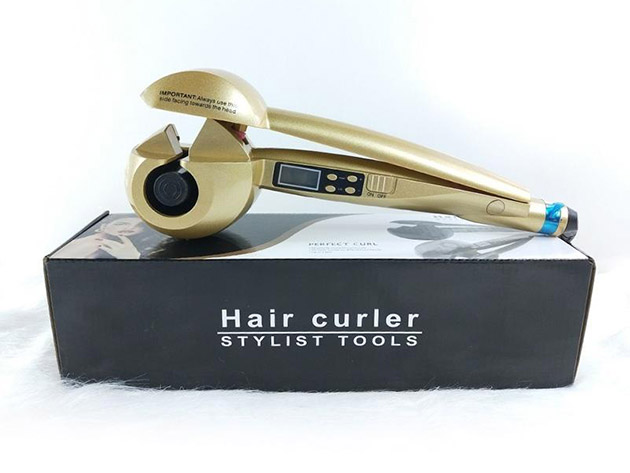 LCD Screen Automatic Hair Curler (Gold)