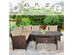 Costway 3 Piece Rattan Dining Set Patio Furniture 6 Seats Sofa Cushioned 