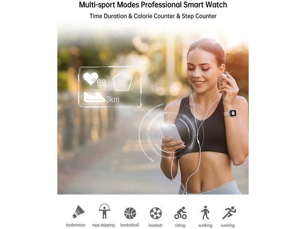 Smart Watch, Popglory Smartwatch with Blood Pressure, Blood Oxygen Monitor