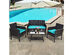 Costway 4 Piece Outdoor Rattan Furniture Set Patio Wicker Sofa w/Tempered Glass Table Cushioned Chair - Turquoise