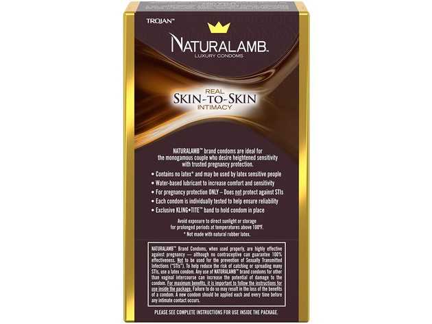 Trojan NaturaLamb Lubricated Skin Sensitivity with Protection Latex-Free Luxury Condoms, 10 Count