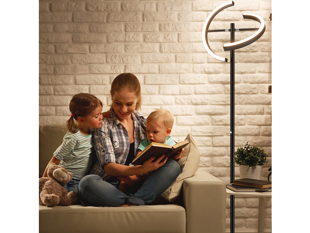 Costway LED Floor Lamp Modern Standing Pole Light Dimmable Torchiere Touch Control Black - Black