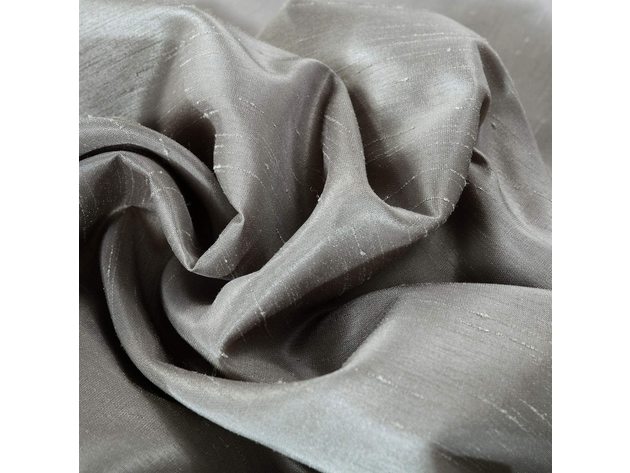 Exclusive Fabrics & Furnishings Vintage Textured Faux Dupioni Silk Single Curtain Panel, Size: 96 x 50 inches, Silver