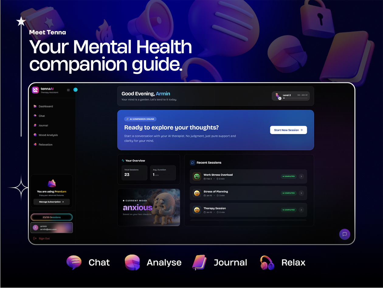 Tenna AI - Mental Health Companion: Lifetime Subscription