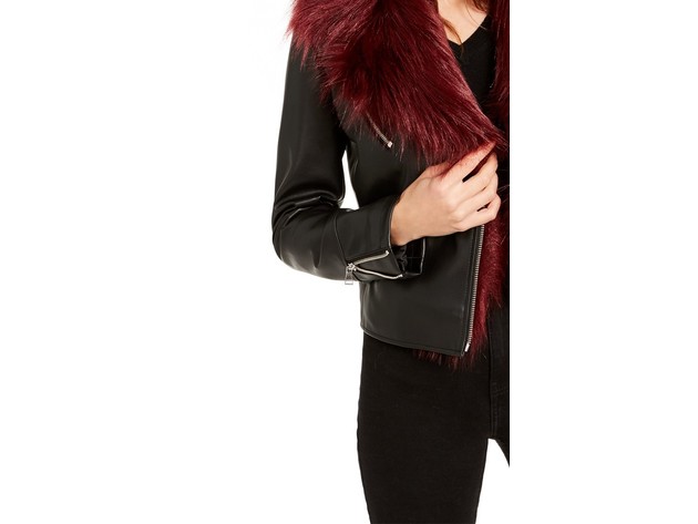 Fur trim moto jacket best sale