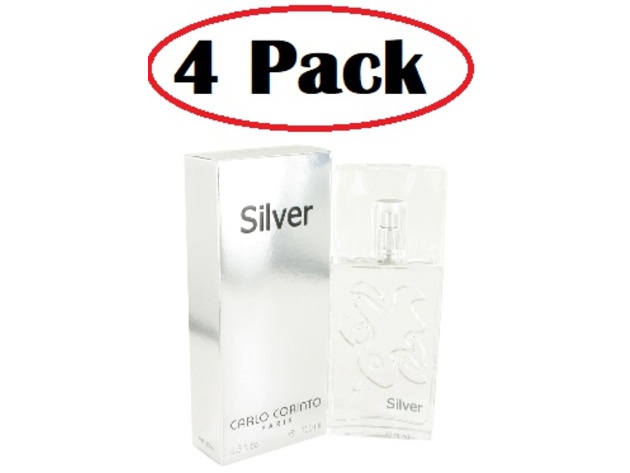 4 Pack of CARLO CORINTO SILVER by Carlo Corinto Eau De Toilette Spray 3.4 oz