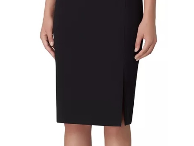Tahari ASL Women's Front-Slit Crepe Pencil Skirt Black Size 4