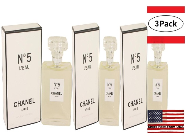 3 Pack Chanel No. 5 L'eau by Chanel Eau De Toilette Spray 3.4 oz for Women