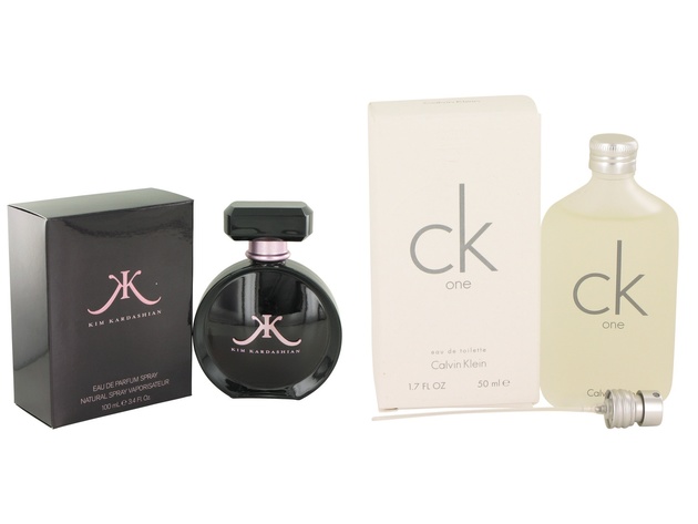 Gift set  Kim Kardashian by Kim Kardashian Eau De Parfum Spray 3.4 oz And  CK ONE EDT Pour/Spray (Unisex) 1.7 oz