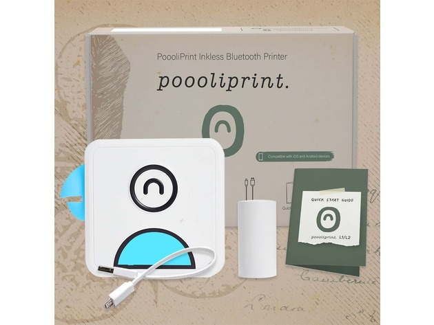 PoooliPrint Inkless Bluetooth Pocket Printer (Blue/L1 Classic Non-HD 200DPI)