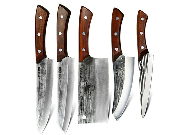 Seido Knives 5-Piece Caveman Butcher Knife Set - Best Butcher Knives Forged  High-Carbon Stainless Steel, Black Oxide - Mahogany Handle Designed with