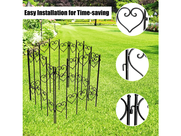 Costway 27 in x 6.5 ft Folding Decorative Garden Fence - Black