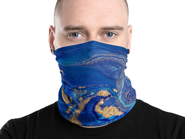 Reusable Cool Face Cover / Neck Gaiter (Blue Liquid Marble) | Joyus