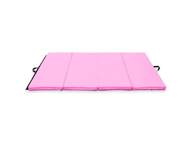 Costway 4'x6'x2'' Gymnastics Mat PU Thick Folding Panel Gym Pink