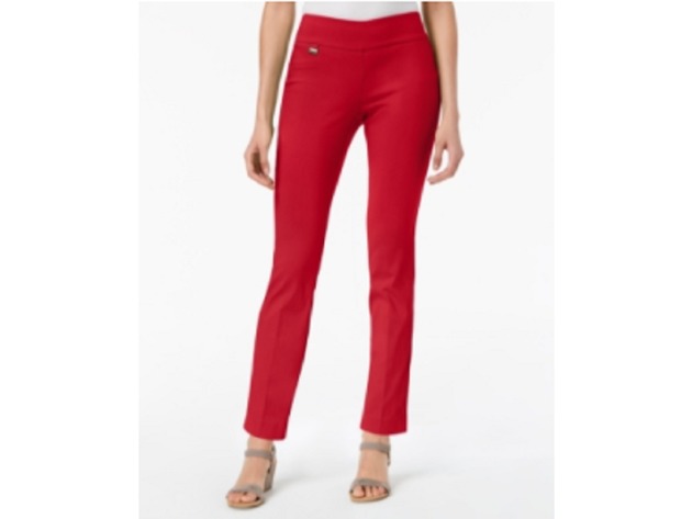 Alfani Women's Tummy-Control Pull-On Skinny Pants Regular Short And Long Lengths Red Size 14