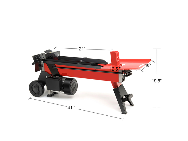 Costway 7-Ton Horizontal Electric Log Splitter Wood Cutter 2000W Motor w/ Wheels - Red