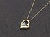Curved Heart Pendant Necklace with White Swarovski Crystals (Gold)