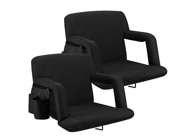 Reclining Stadium Seat with Armrests and Side Pockets (2-Pack)
