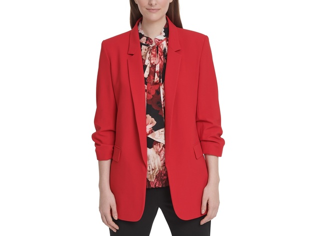 DKNY Women's Ruched-Sleeve Blazer Red Size 2