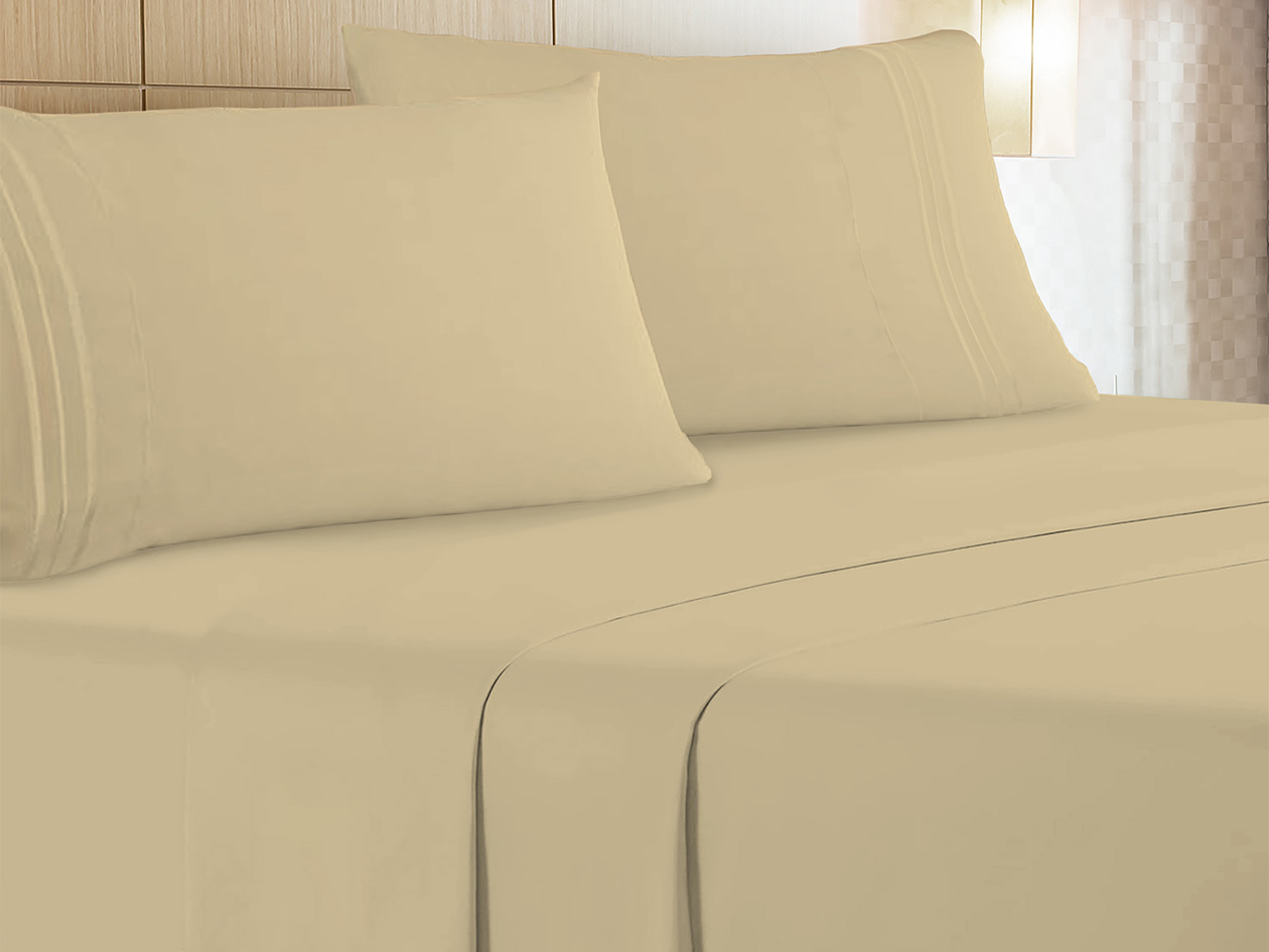 The Luxe 4-Piece Microfiber Bed Sheet Set (Camel/King)