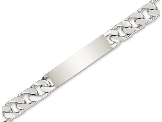 Mens Engraveable Polished Link ID Bracelet in Sterling Silver 8.5 Inches