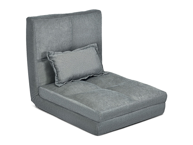 Costway Floor Folding Sofa Chair Lounger 6 Positon Adjustable Sleeper Bed Couch Recliner - Gray