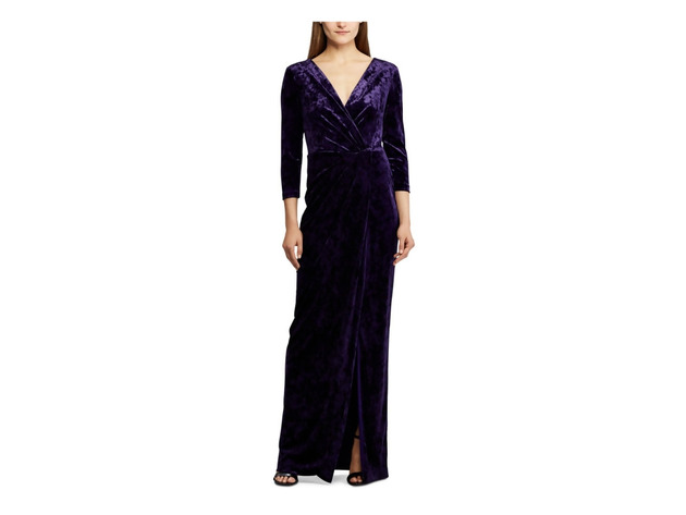 Ralph Lauren Women's Purple Full-Length Sheath Evening Dress Purple Size 12