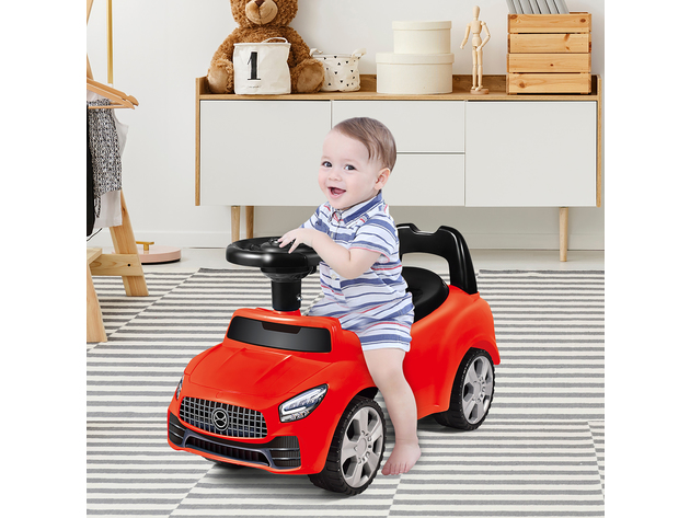 Costway Foot-to-Floor Kids Ride-On Push Car w/ Horn and Music Red