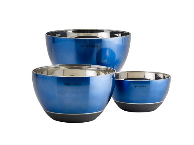 Epicurious® 5-Piece Mixing Bowl & Colander Set (Blue)