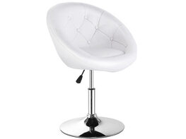 Costway 1 Piece Adjustable Modern Swivel Round Tufted Back Accent Chair PU Leather - White