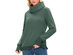 Green Solid Long Sleeve Cowl Neck Pullover with Back Pleat