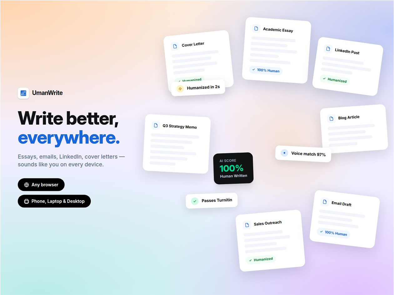 UmanWrite - AI Humanizing Content Creator - Pro Plan: Lifetime Subscription