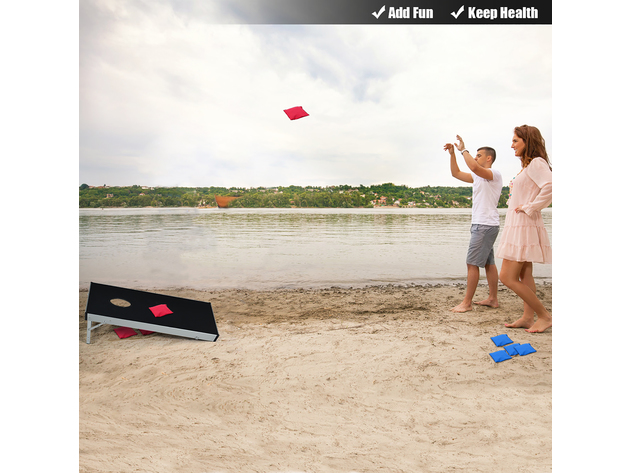Costway Foldable Bean Bag Toss Cornhole Game Set Tailgate Regulation w/ Carrying Bag - Black