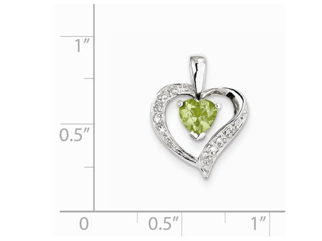 1/2 Carat (ctw) Natural Peridot Heart Pendant Necklace in Sterling Silver with Chain